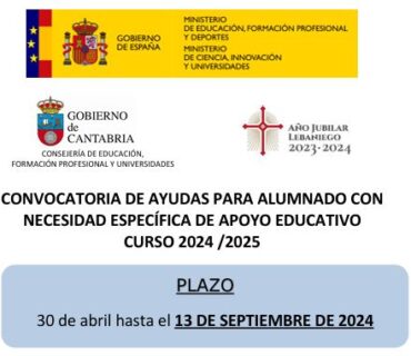 Ayudas para alumnos con necesidad específica de apoyo educativo curso 2024-2025
